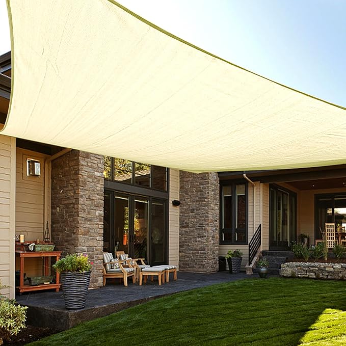 LOVE STORY Custom Size 10'x24' Butter Cream Sun Shade Sail Rectangle UV Block by LOVESTORY