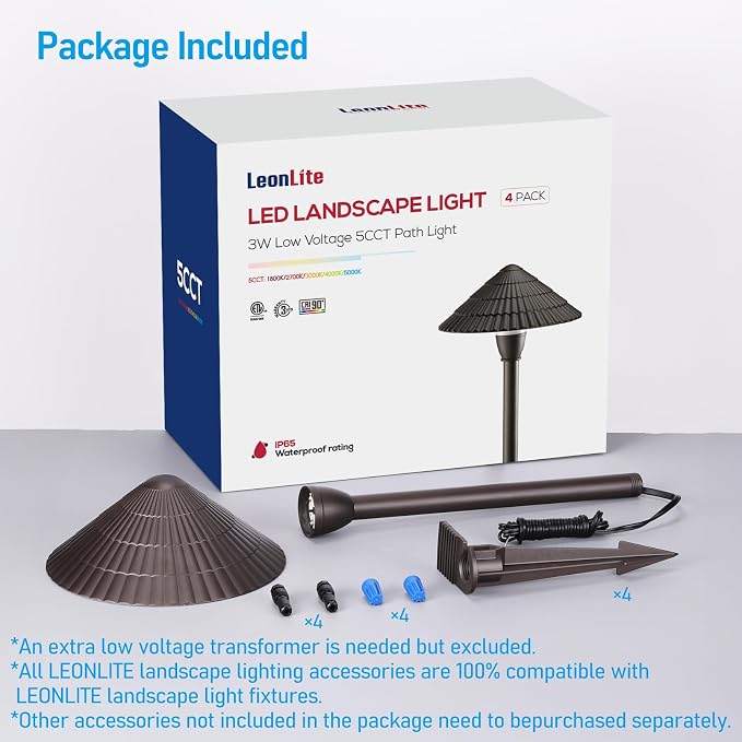 LEONLITE 12-Pack 5CCT LED Low Voltage Landscape Lights, 3W Cast-Aluminum 12-24V - Image 9