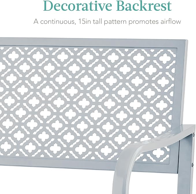 Best Choice Products Outdoor Bench 2-Person Metal Steel Benches Furniture - Image 5