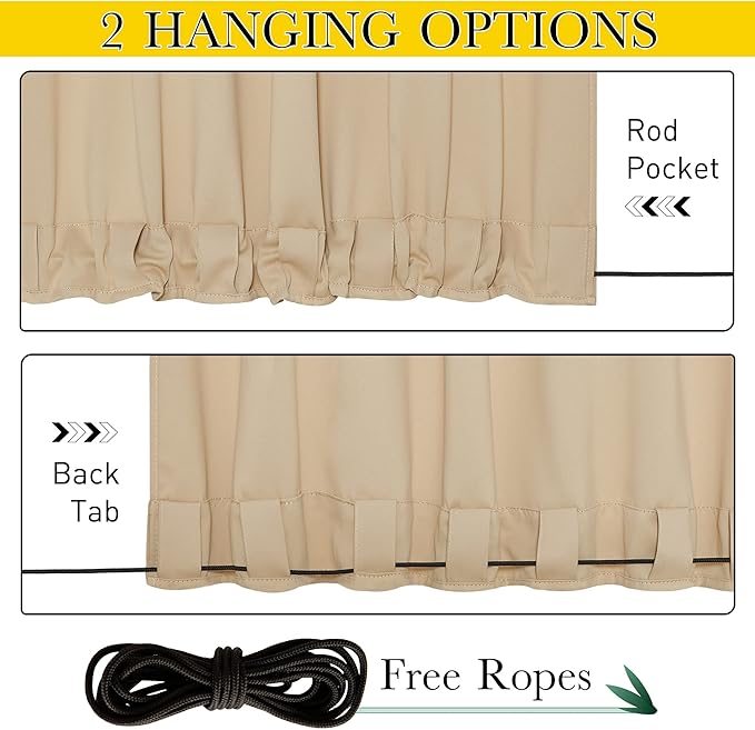 NICETOWN 2 Panels Outdoor Patio Curtains W100 x L84, Waterproof & Windproof - Image 2