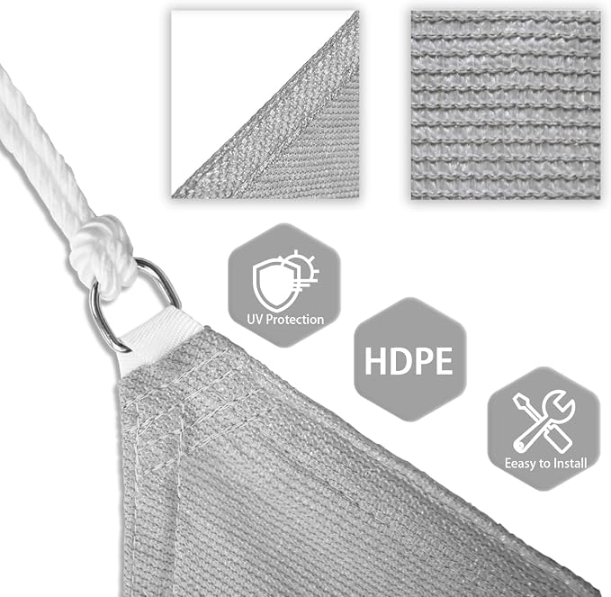 Patio Paradise 9' x 9' x 9' Sun Shade Sail Triangle Canopy Shade Cloth Fabric - Image 3