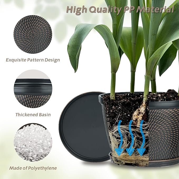 Quarut 4 Pack 6 Inch Flower Pots - Image 4