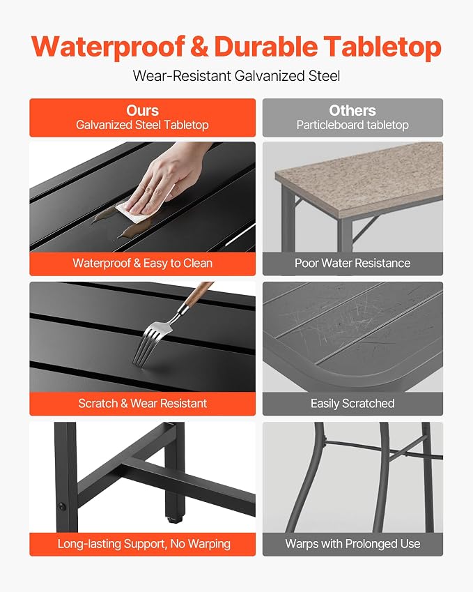 VEVOR Outdoor Bar Table, 55 x 15 in Patio Bar Table, Waterproof Top & Sturdy - Image 5