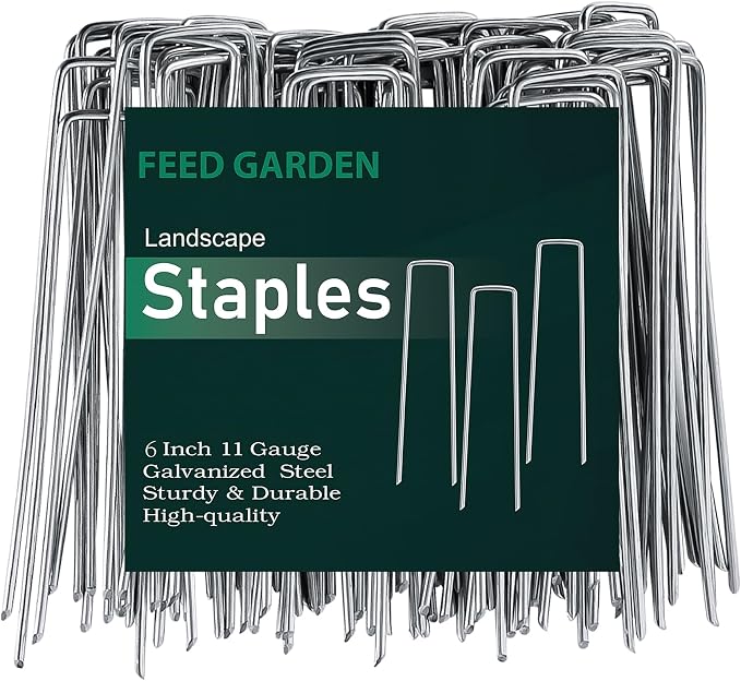 FEED GARDEN 6 Inch 100 Pack Galvanized Landscape Staples Plant Cover Stakes 11 by FEEDGARDEN