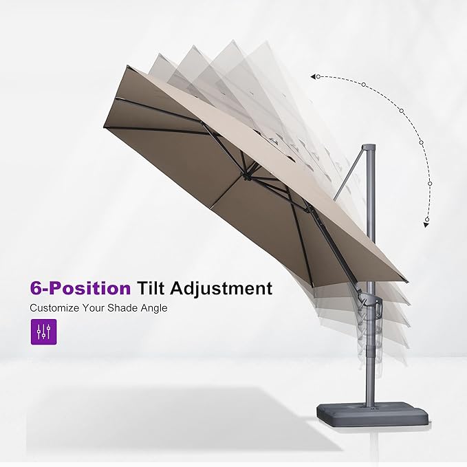 PURPLE LEAF Patio Umbrella 9' X 11.5' Rectangle Cantilever Umbrella Large - Image 6