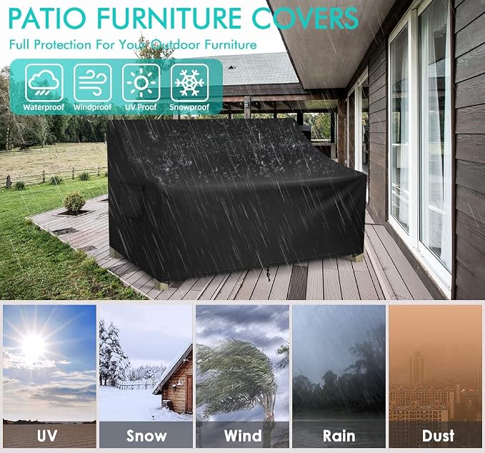WLEAFJ Patio Sofa Cover Waterproof, 4-Seater Outdoor Sofa Cover, Heavy Duty - Image 5