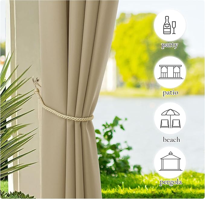 NICETOWN 2 Panels Outdoor Curtains Tab Top Extra Long Drapery - Image 7