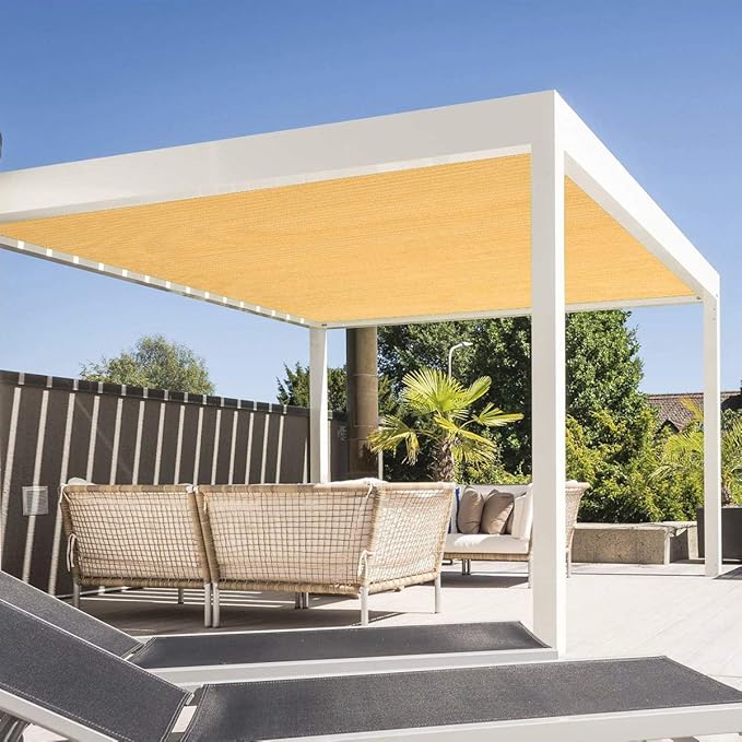 Eden's Decor Straight Flat-Edged Sun Shade Sail Rectangular 6' x 11' Wheat - Image 5