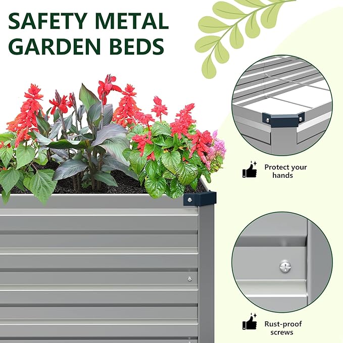 Vengarus 2 Pack 12x4x1FT Galvanized Raised Garden Bed Kit, Outdoor Metal - Image 3