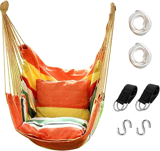 Hommtina Hammock Chair Hanging Rope Swing, Max 300 Lbs Hanging Chair by Hommtina