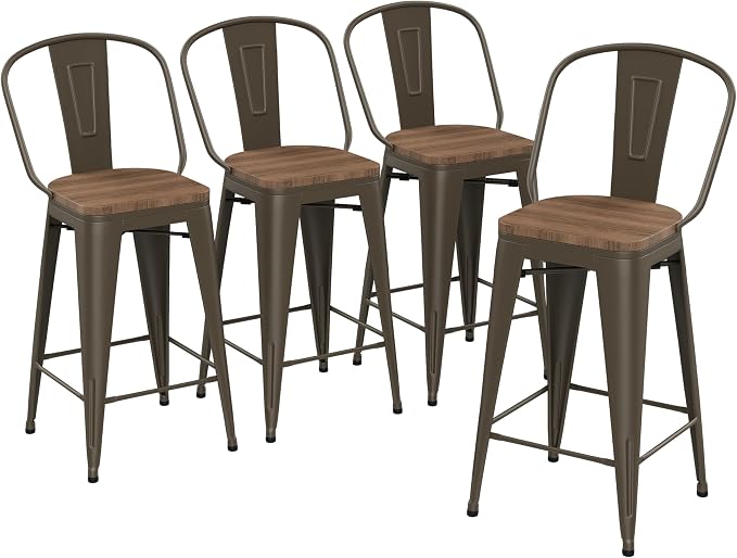 Yongqiang 30 inch Metal Bar Stools Set of 4 Bar Height Stools Kitchen Island by lightupyourlife
