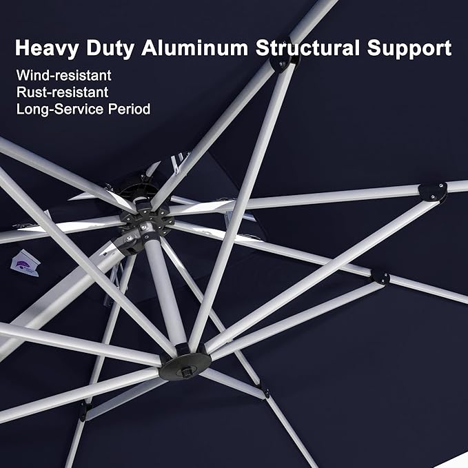 PURPLE LEAF 11 Feet Double Top Deluxe Square Patio Umbrella Offset Hanging - Image 3