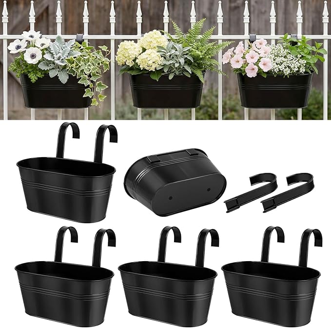 Metal Railing Planters for Outdoor Plants by vensovo