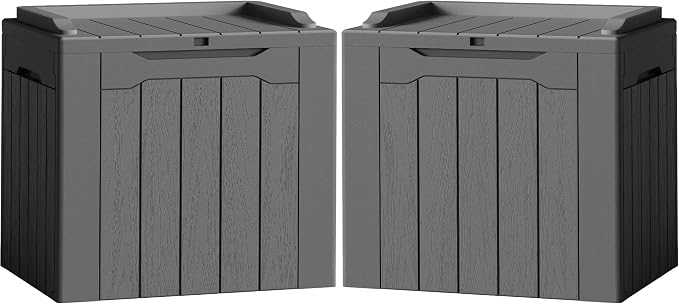 Flamaker 2 Pack Deck Box 31 Gallon Waterproof Resin Storage Box by Flamaker