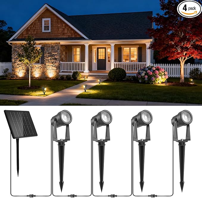 ZYAN Solar Landscape Spotlights, Separate Monocrystalline Panels & USB-C by ZYAN