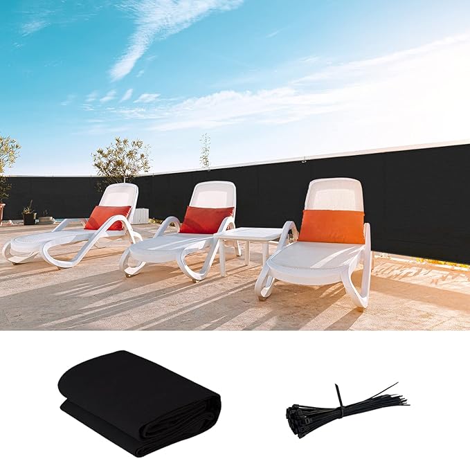 LOVE STORY Custom Size 3.3'x22' Black Balcony Privacy Screen, UV Block Privacy by LOVESTORY