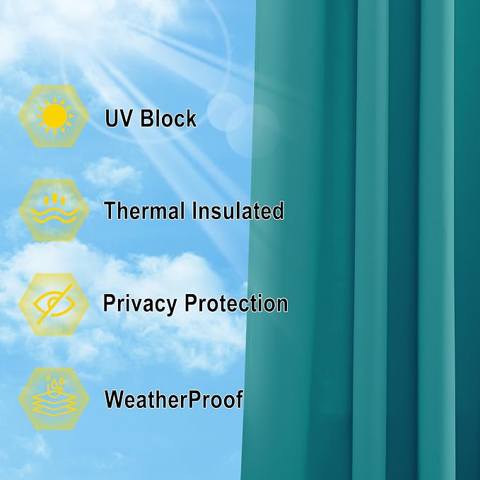 NICETOWN Outdoor Curtainch for Patio Waterproof 100 inch Wide, Thermal - Image 7