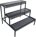 aboxoo 3 Tier Stair Style Large Metal Plant Stand, Garden Display Shelf Flower by aboxoo