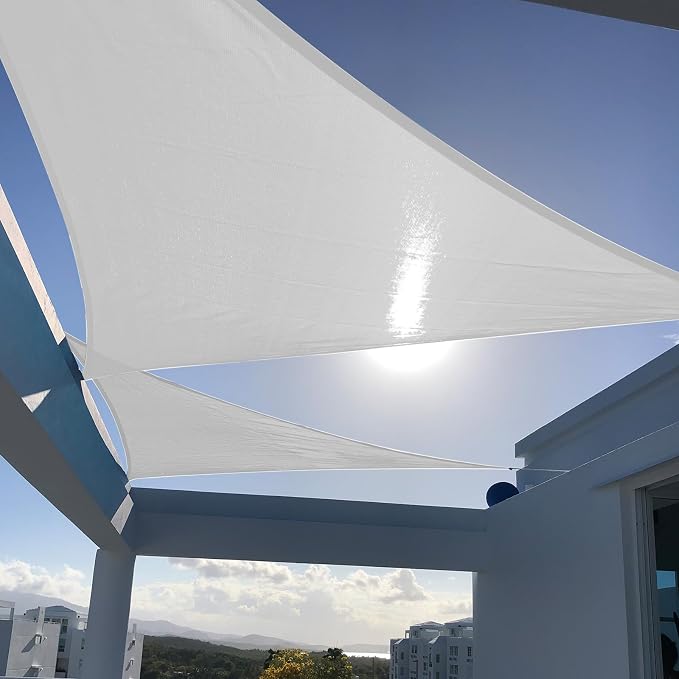 SUNNY GUARD Custom Size 8'x8'x8' Silver Grey Sun Shade Sail Triangle UV Block by SUNNYGUARD