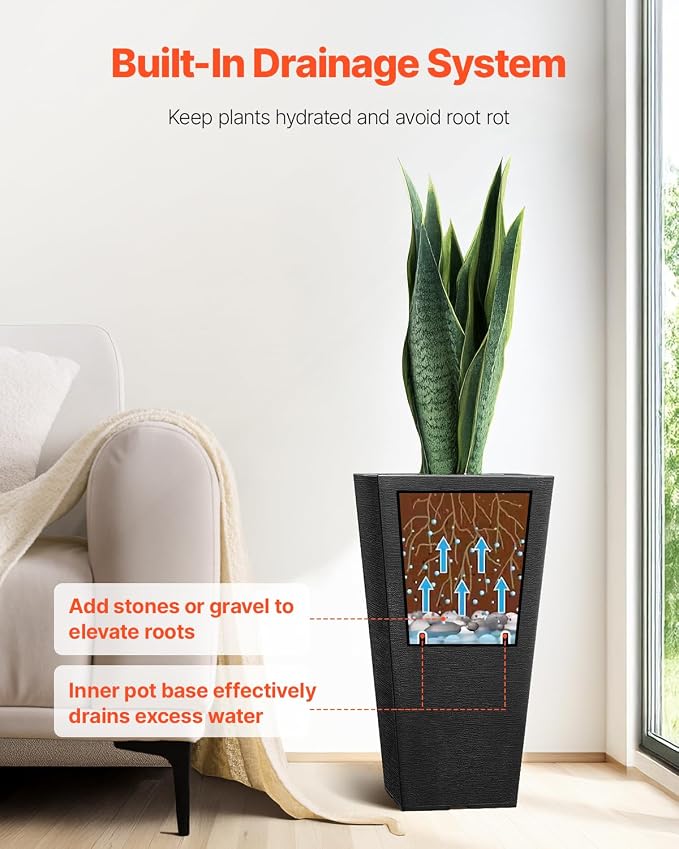 VEVOR Set of 2 Tall Outdoor Planters 22inch, Large Planters - Image 4