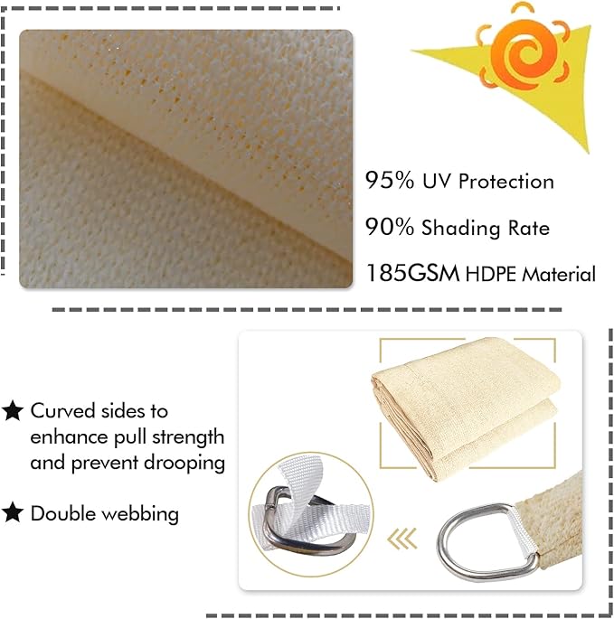KANAGAWA 20'X24' Cream Custom Size Sun Shade Sail Rectangle UV Block Canopy - Image 3