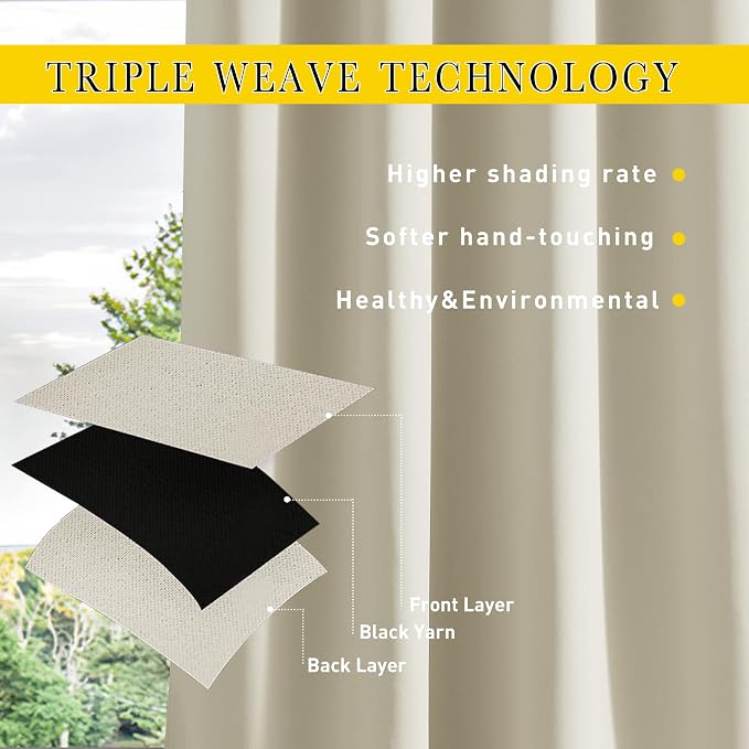 NICETOWN 2 Panels Waterproof Outdoor Curtains Fixed Grommet & Back Tab on Top & - Image 6