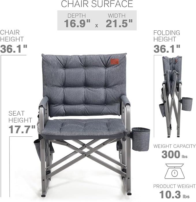 EVER ADVANCED Lightweight Folding Rocking Camping Chair, Padded Portable Rocker - Image 6