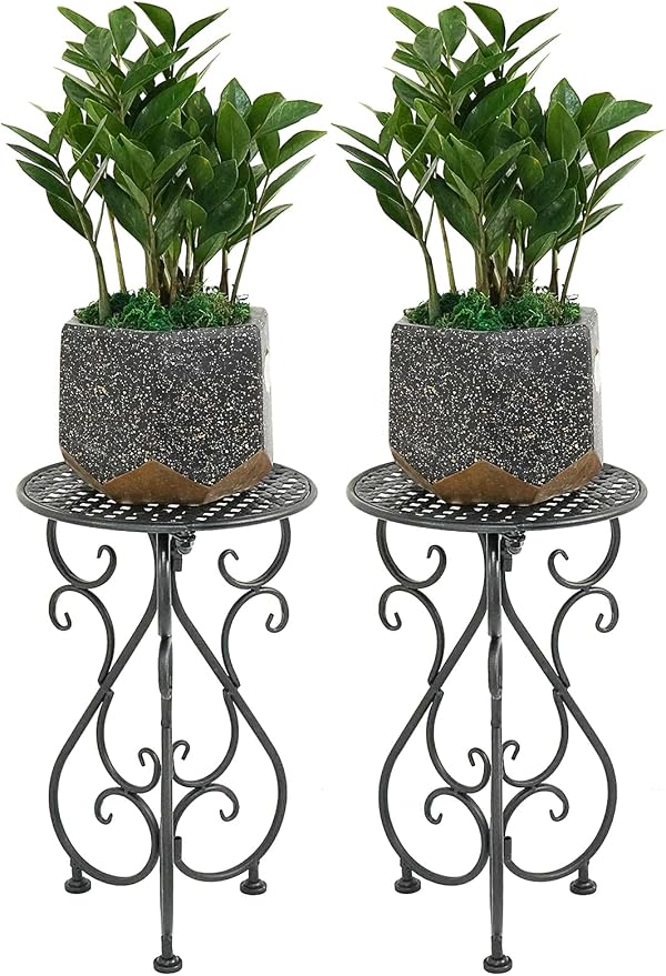 Metal Plant Stands 2 Pack, Heavy Duty Plant Pedestal 17" Tall, Single Flower by BuyNow