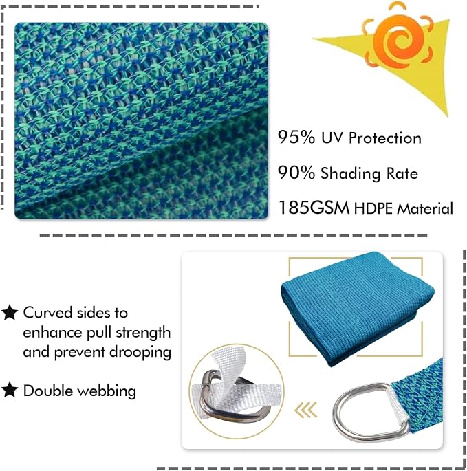 KANAGAWA 20'X20' Turquoise Mix Custom Size Sun Shade Sail Square UV Block - Image 3