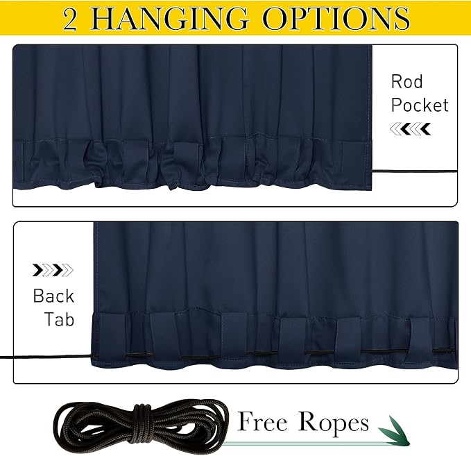 NICETOWN 2 Panels Gazebo Curtains Outdoor Waterproof & Windproof, Top and - Image 4
