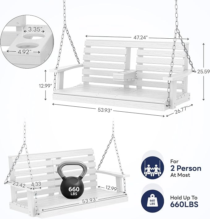 KINGYES Outdoor Hanging Porch Swing Set of 4, Waterproof Swing - Image 3