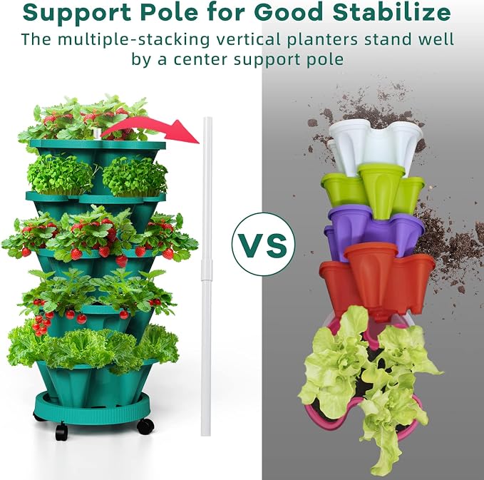 Strawberry Vertical Planters Tower Garden 2 Pack, 7 Tiered Stacking Herb - Image 6