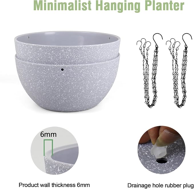 8 inch Small Hanging Planters for Indoor Outdoor Plants, 2 Pack Hanging Flower - Image 4