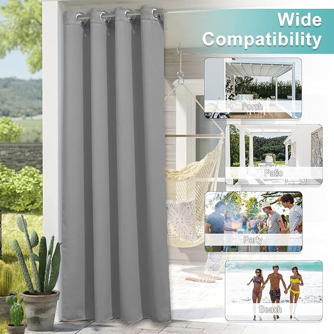 NICETOWN Outdoor Curtain for Patio Waterproof W100 x L84, 1 Piece - Image 6