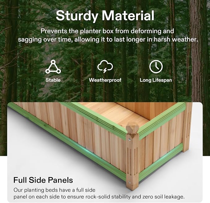 VIVOSUN 3.6 x 1.3Ft Wooden Raised Garden Bed, 43.5 x 16 x 14 Inches, Outdoor - Image 4