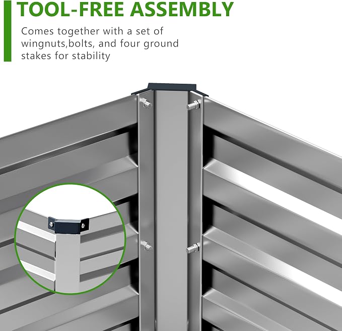2PCS 8x4x1ft Galvanized Raised Garden Bed Kit, Metal Planter Box - Image 5