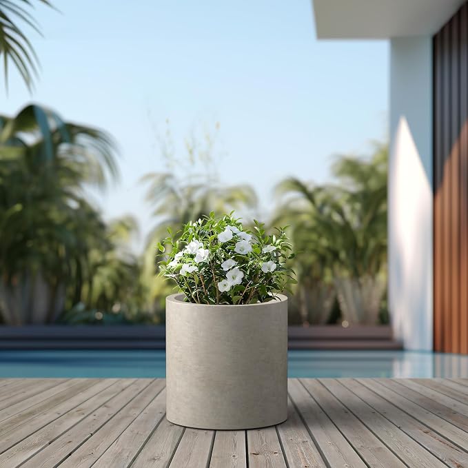 Kante 15.7" Dia Round Concrete Planter, Modern Style Large Cylindrical Plant Pot - Image 6