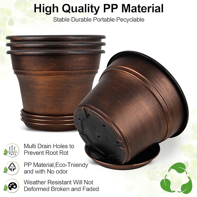 Plant Planters Pots Set of 4 Pack 16 Inch，Large Plastic Flower Pot - Image 4
