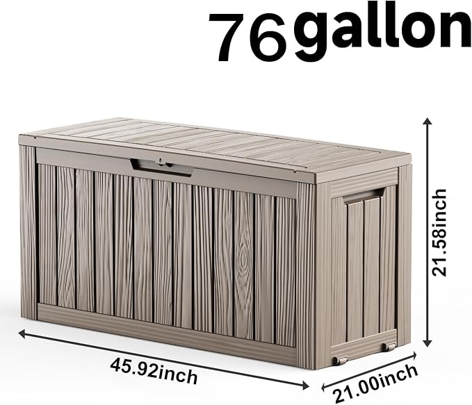 76 Gallon Outdoor Deck Box, Lockable Waterproof Outdoor Storage Boxes - Image 2