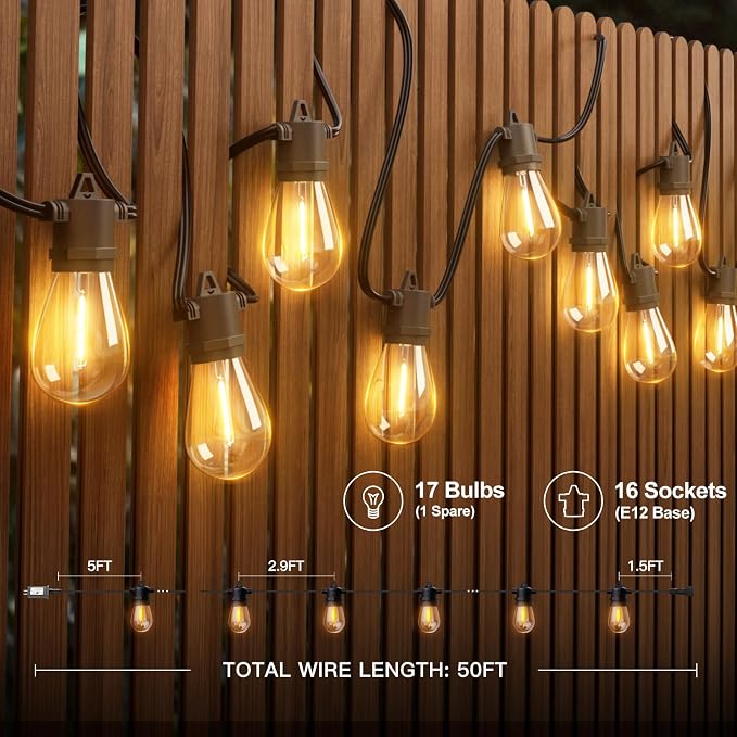 addlon 50FT LED Outdoor String Lights - Image 6
