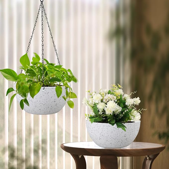 8 inch Hanging Planters for Small Indoor Outdoor Plants, 2 Pack Hanging Flower - Image 7