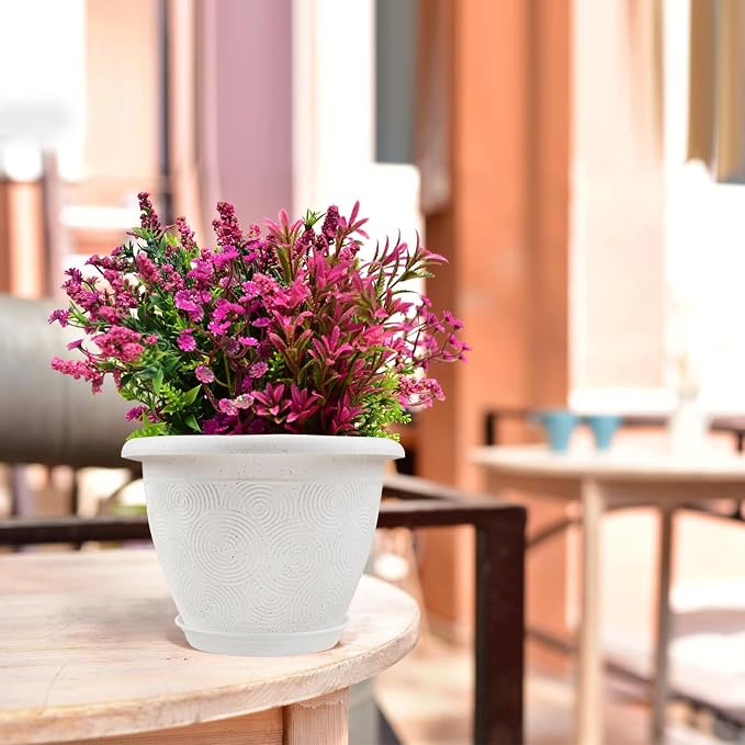 Plastic Flower Pots Planters for Indoor Plants, 4 Pack 12 Inch White Plant Pots - Image 5