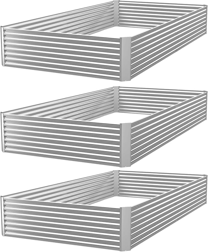 FRIZIONE 3pcs 4x2ft Galvanized Raised Garden Bed Outdoor, Above Ground Garden by FRIZIONE