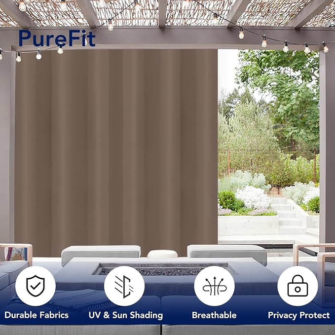 PureFit Outdoor Curtains for Patio Waterproof Weatherproof, UV and Fade - Image 3