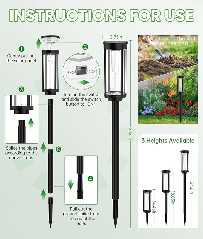 Bright Solar Lights Outdoor 6 Pack, Solar Pathway Lights Waterproof IP65 - Image 8