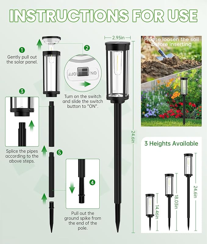 Bright Solar Pathway Lights, 2 Pack Solar Lights Outdoor Waterproof IP65 - Image 8
