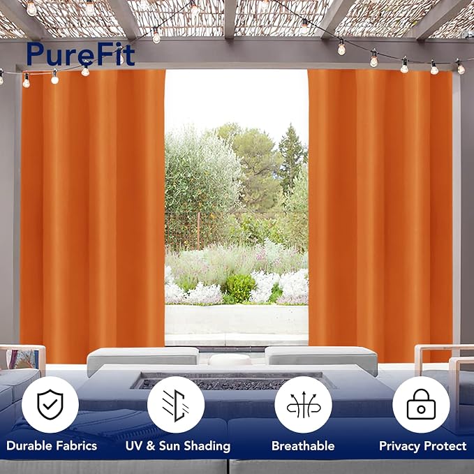 PureFit Outdoor Curtains for Patio Waterproof Weatherproof, UV and Fade - Image 3