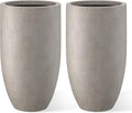Kante 24 Inch Tall Round Concrete Planter, 2 Pack Large Indoor Outdoor Plant by Kante