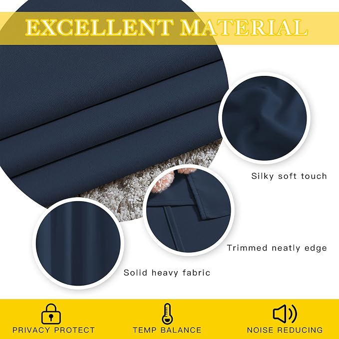 NICETOWN Blackout Navy Blue Curtain 102 inches Long, Grommet Thermal Insulated - Image 5