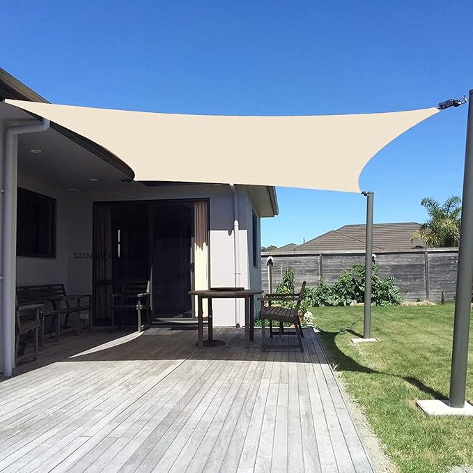SUNNY GUARD Custom Size 19'x19' Rectangle Butter Cream UV Block Sunshade by SUNNYGUARD